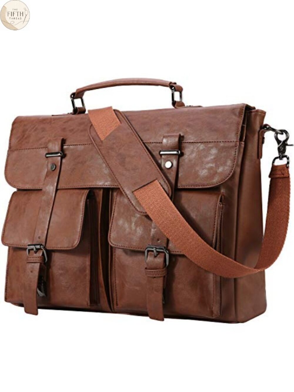 PU Leather Messenger Bag 15.6 Inch Laptop Briefcase Satchel